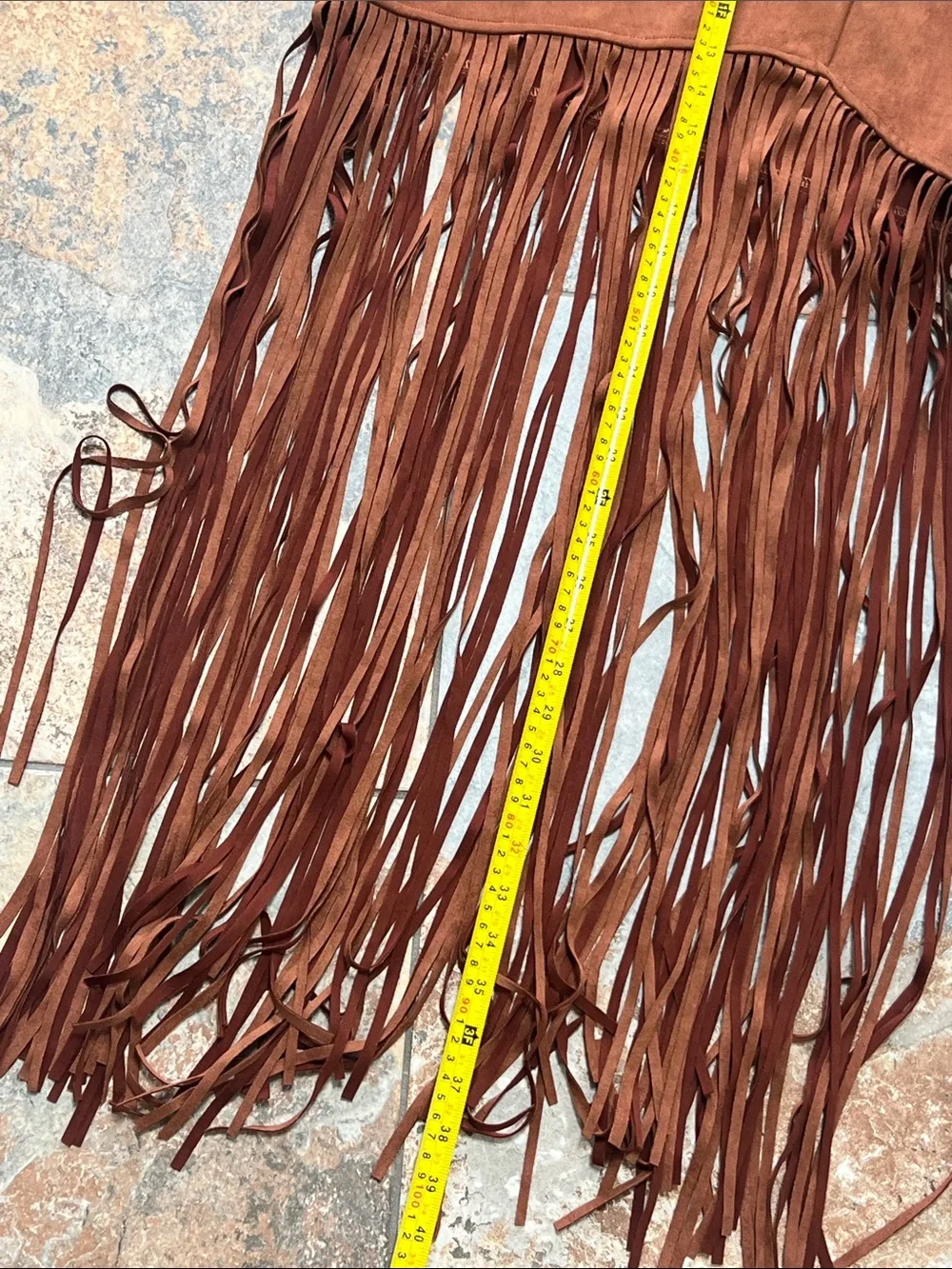 Fringe Suede-Look Mini Skirt in Rust